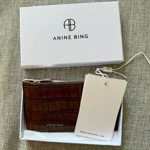 Anine Bing Embossed Leather Card Holder w/tag